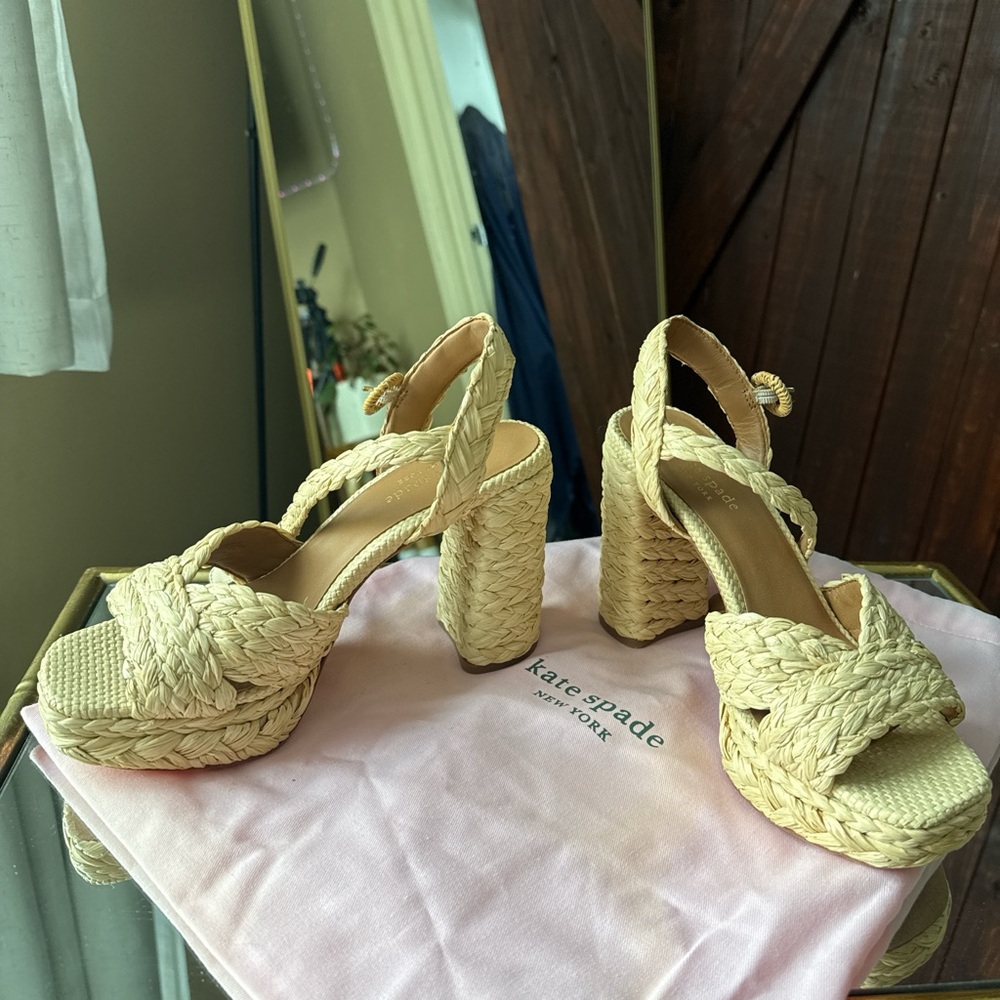 Kate Spade Natural Woven Platform Heels